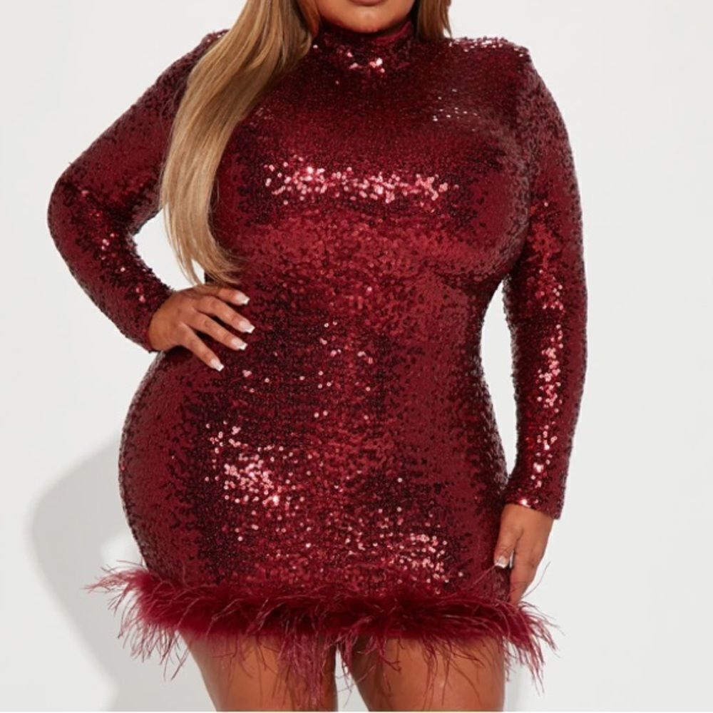 Fashion Nova Burgundy Sequin Mini Dress - Picture 10 of 12